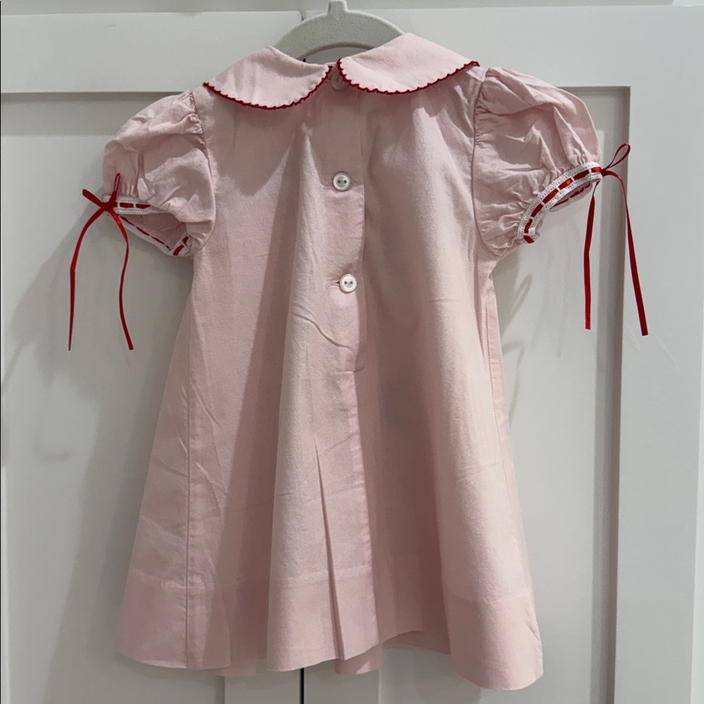 Lullaby Set Christmas Precious Memories Dress in Pink Batiste/Holly 12M - Picture 5 of 6